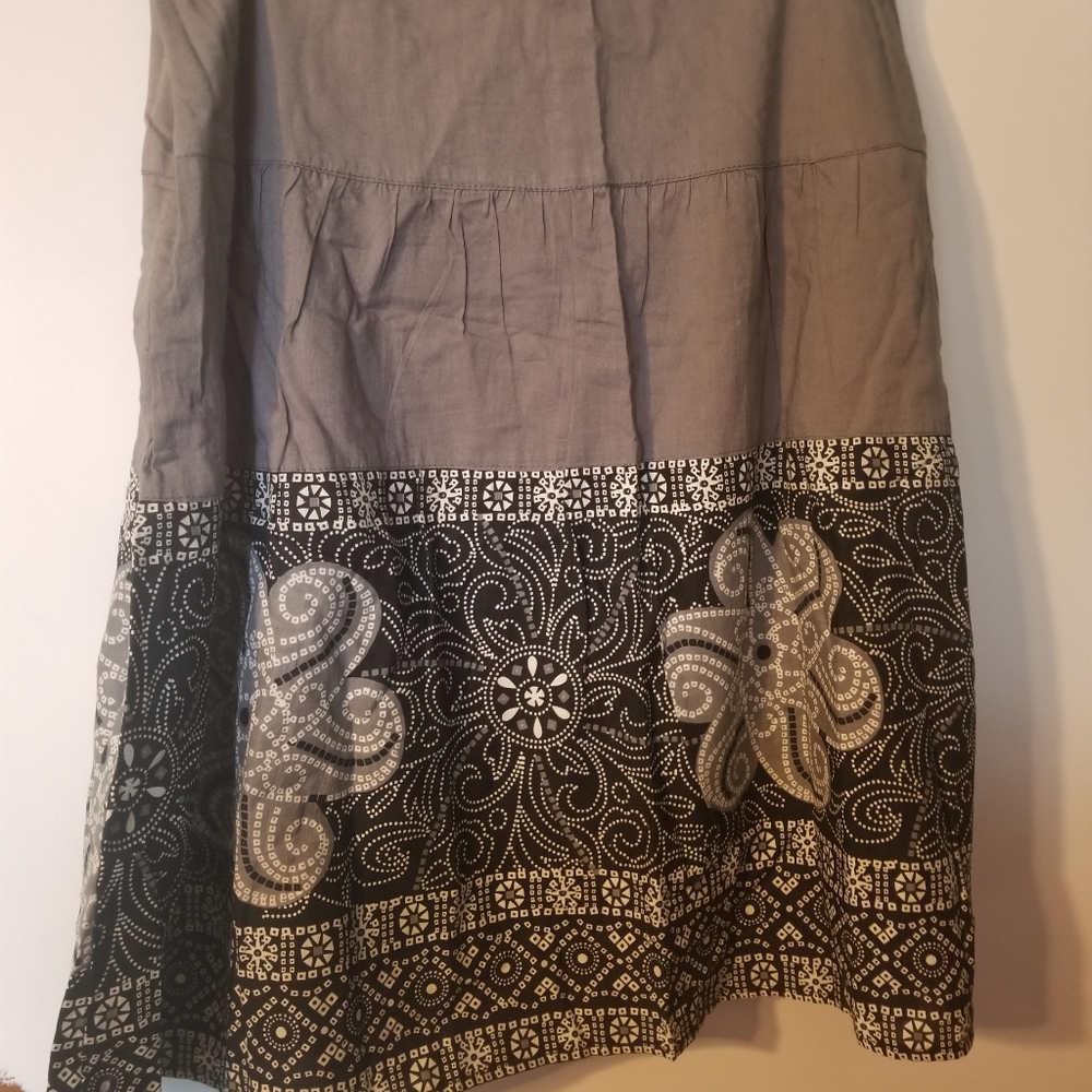 Promod aline embroidered gypsy knee length  Skirt medium boho french fall accent - Picture 8 of 9